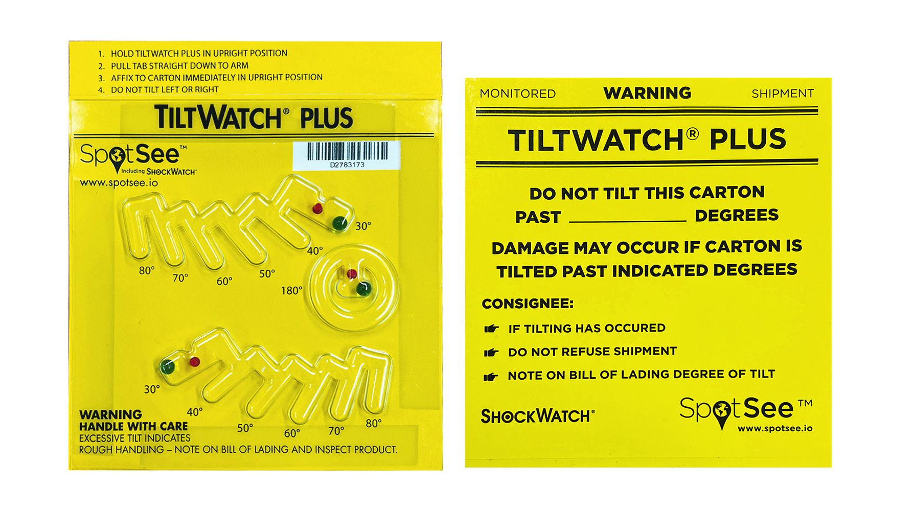 TiltWatch Plus Companion label