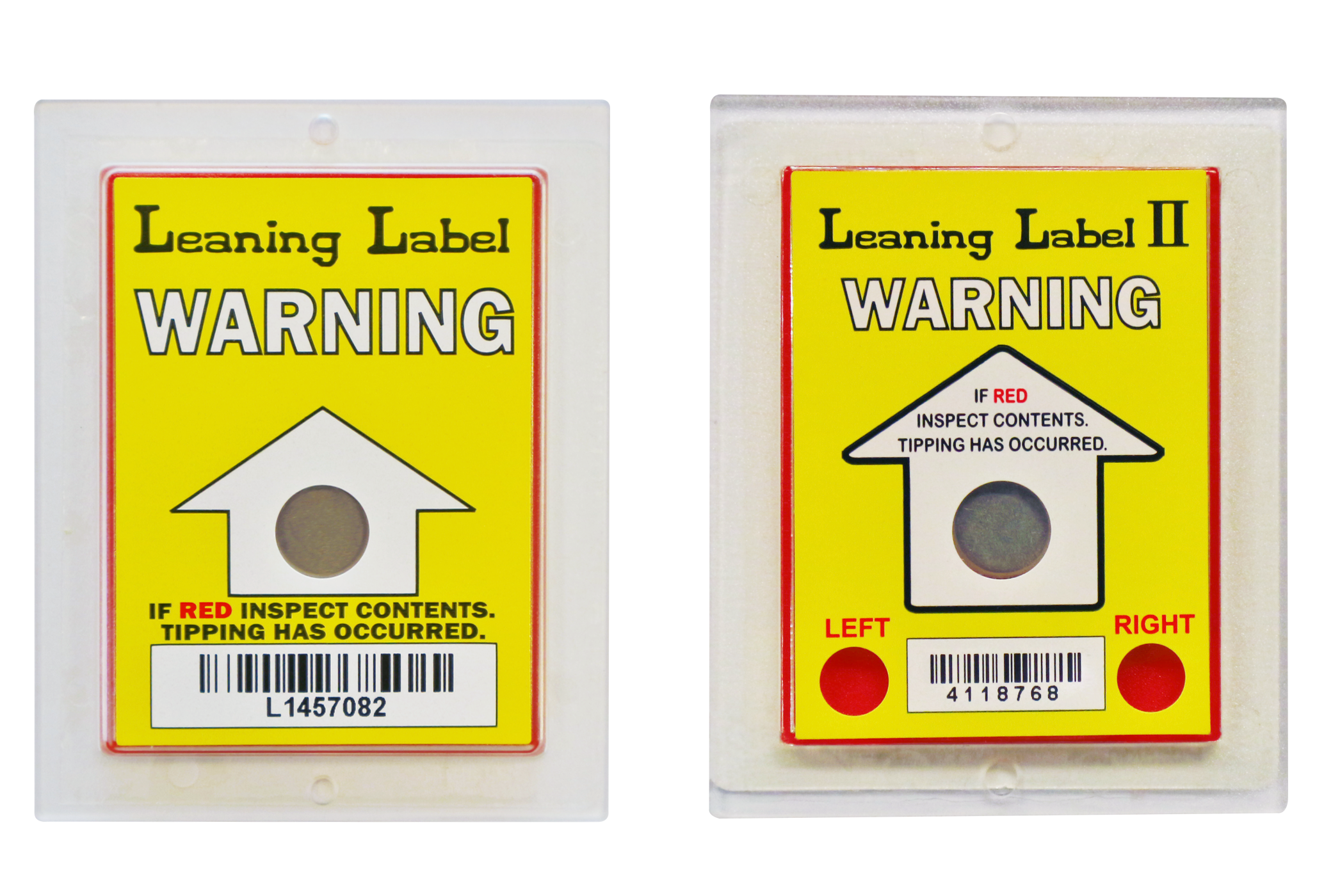 leaning label II tilt indicators